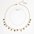 Titanium Steel Plated 18K Gold Inlaid Color Zircon Women's Tassel Necklace