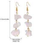Crystal Earrings With Irregular Raw Stones, Crushed Stones, Tassels, And Long Earrings